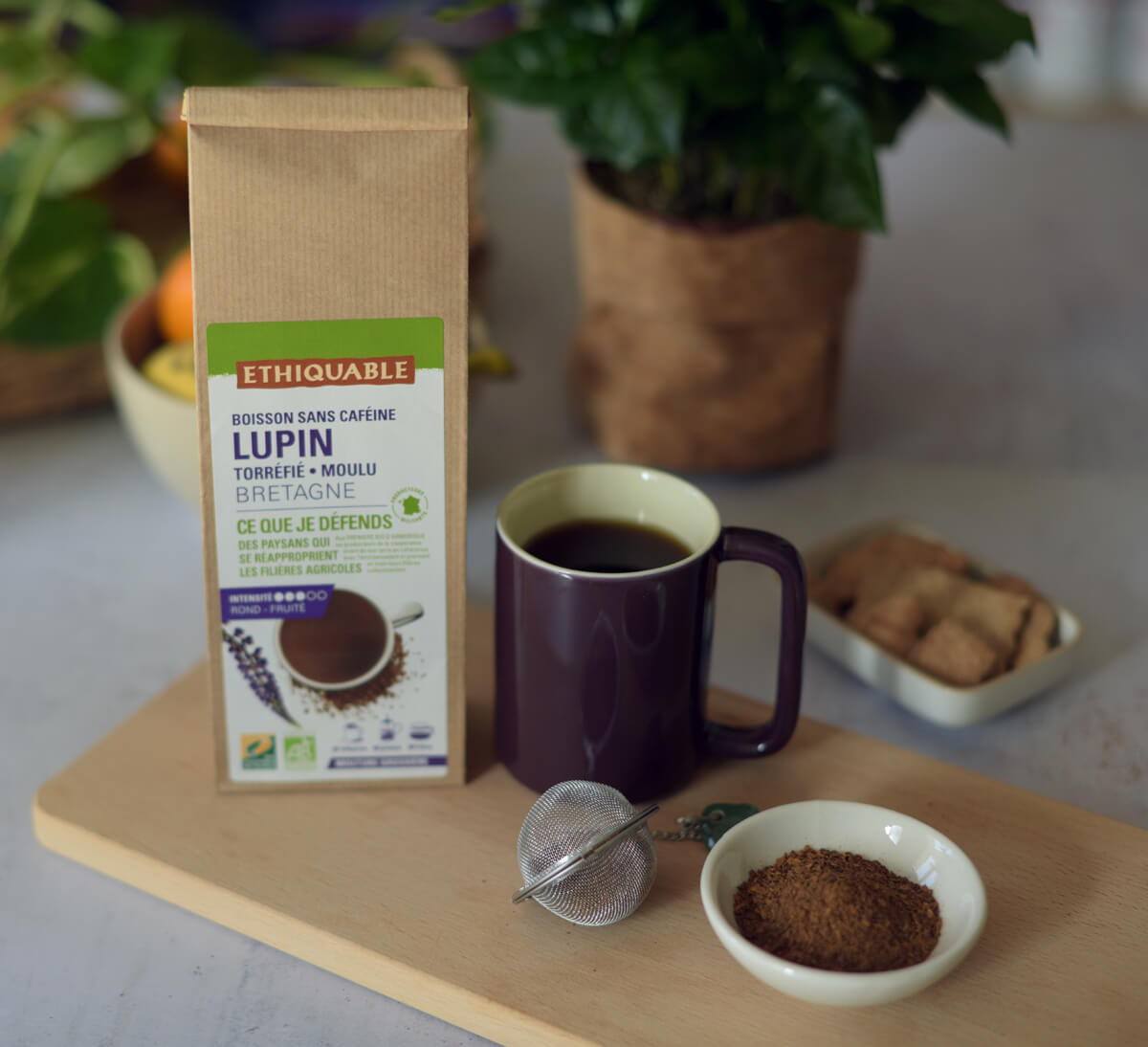 Tasse de lupin torréfié moulu de Bretagne pour boisson sans caféine bio et équitable - Ethiquable