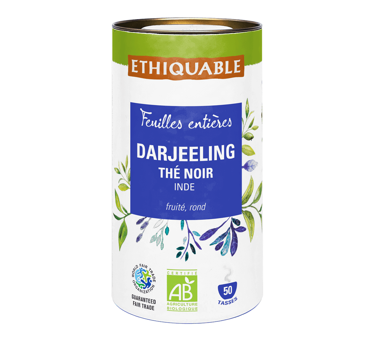 Thé noir bio en boîte vrac du Darjeeling issu du commerce équitable en Inde - Ethiquable