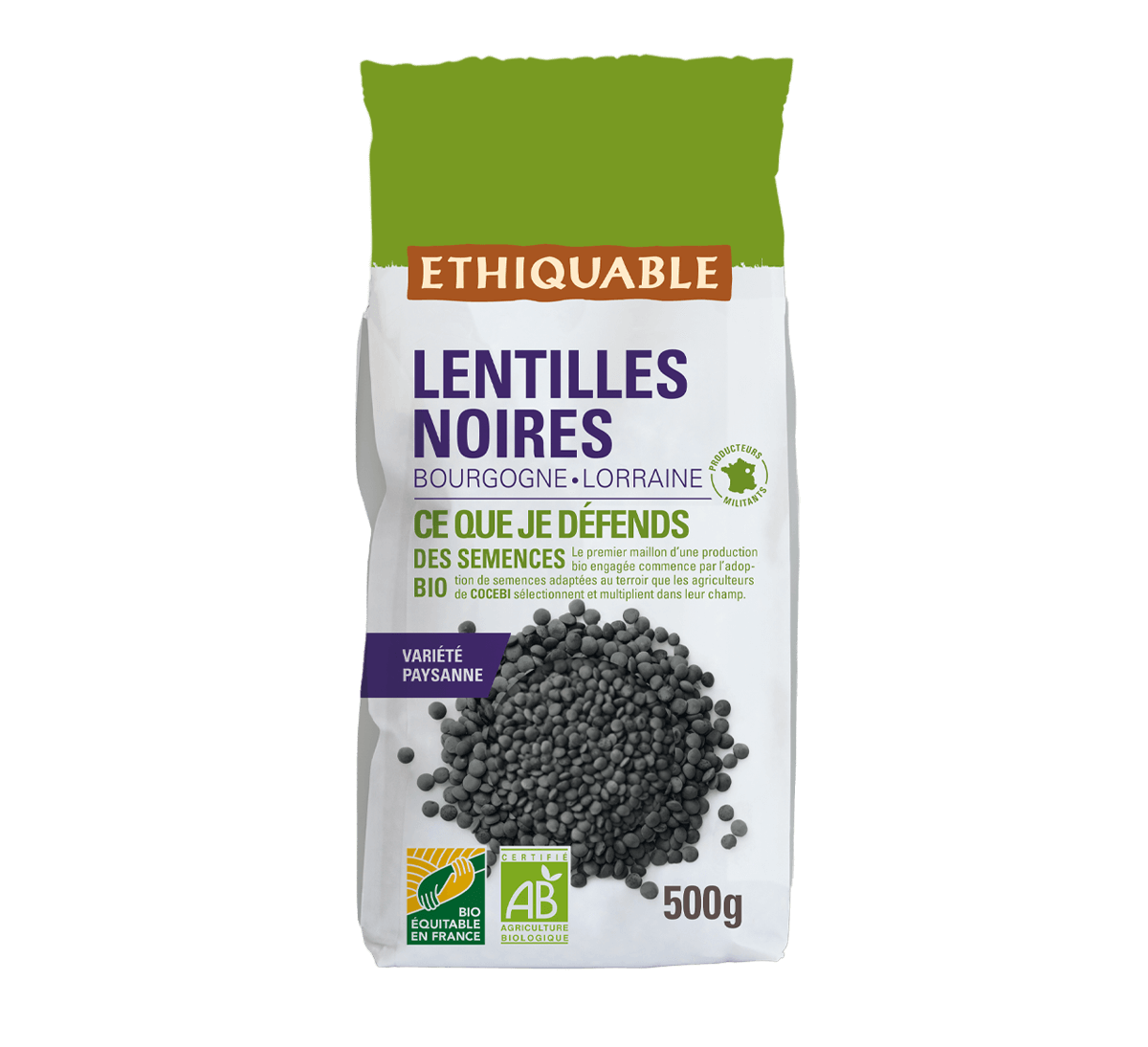 Lentilles noires bio de Bourgogne et Lorraine issues du Commerce équitable - Ethiquable