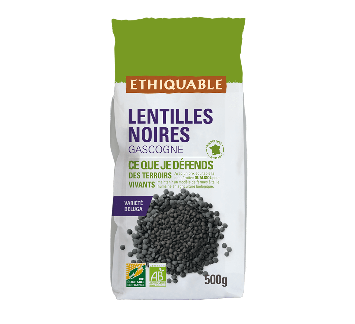 Lentilles noires bio de Gascogne issues du Commerce équitable - Ethiquable
