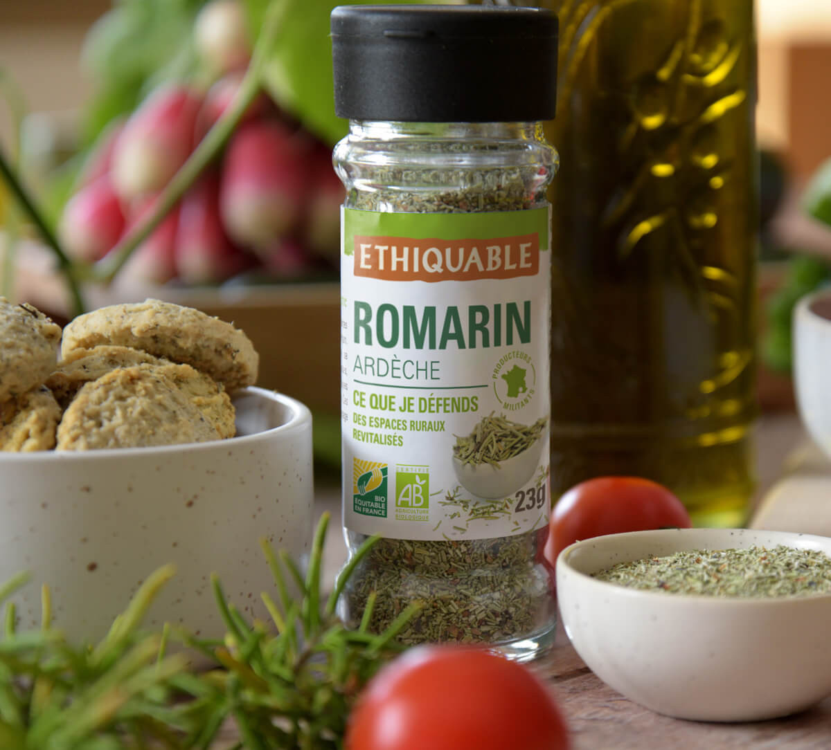Flacon de romarin français d'Ardèche, bio et équitable