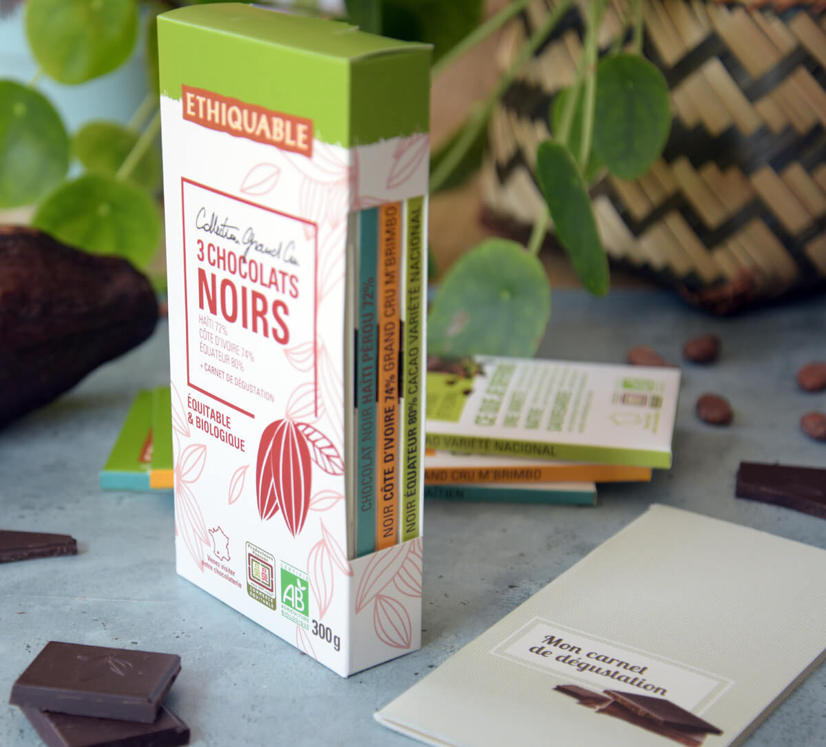 Collection Grand cru chocolat noir 3 tablettes bio et équitables