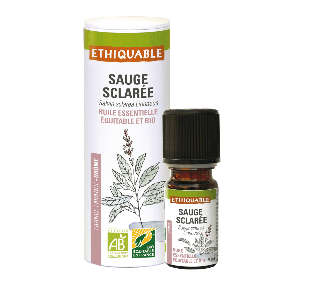 Huile essentielle de sauge sclarée bio française issue du commerce équitable