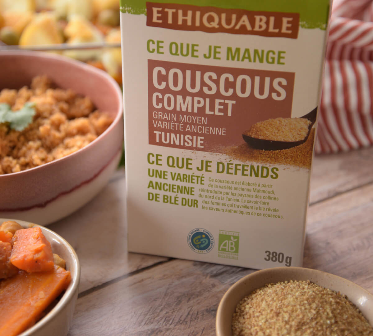 Paquet de couscous complet équitable et bio de Tunisie