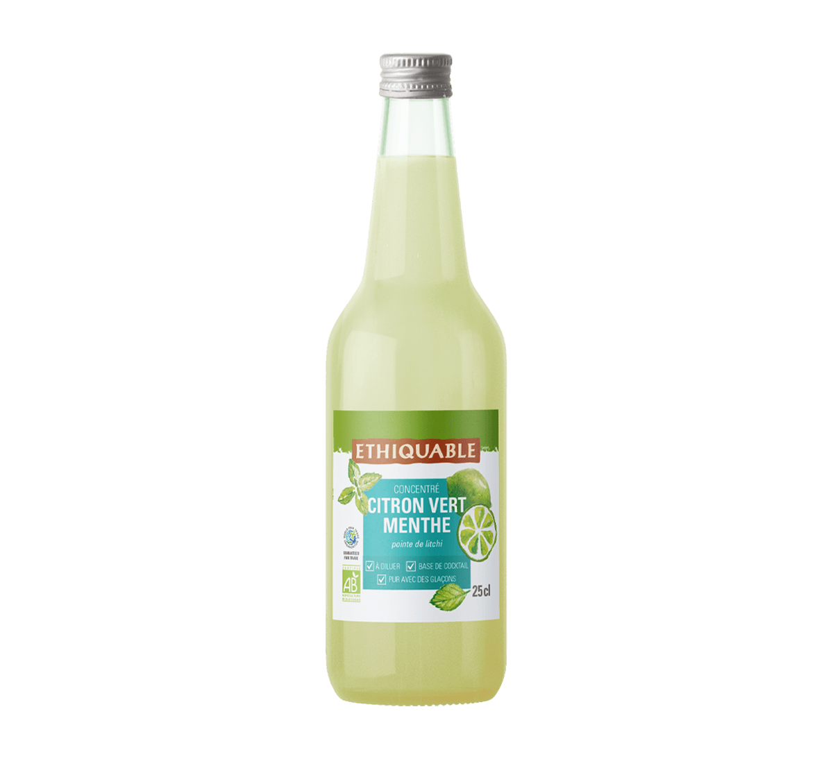 Jus concentré bio de Citron vert & Menthe à diluer, issu du commerce équitable à Madagascar