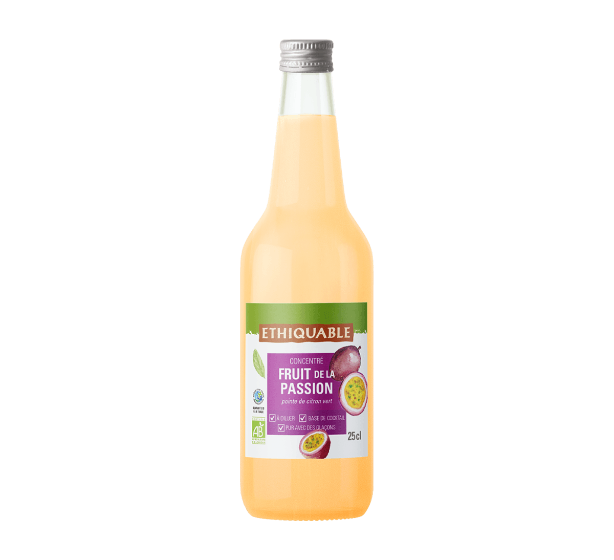 Jus concentré bio de fruit de la passion & citron, issu du commerce équitable à Madagascar, à diluer