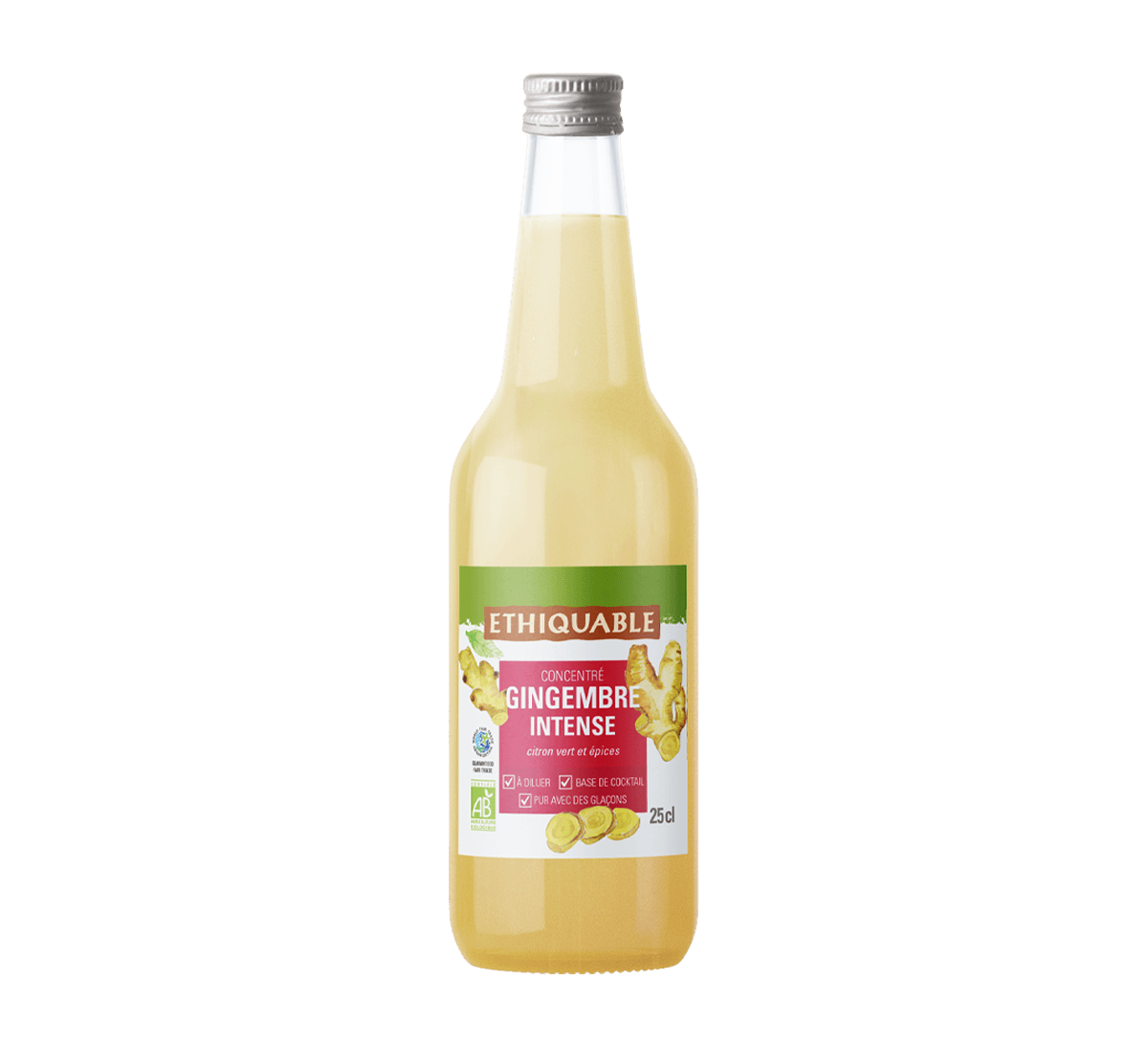 Jus concentré bio gingembre intense, citron vert et épices issus du commerce équitable à Madagascar, à diluer