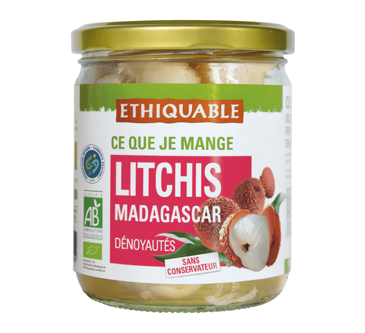 Litchis bio frais dénoyautés de Madagascar issus du commerce équitable, au jus d'ananas frais