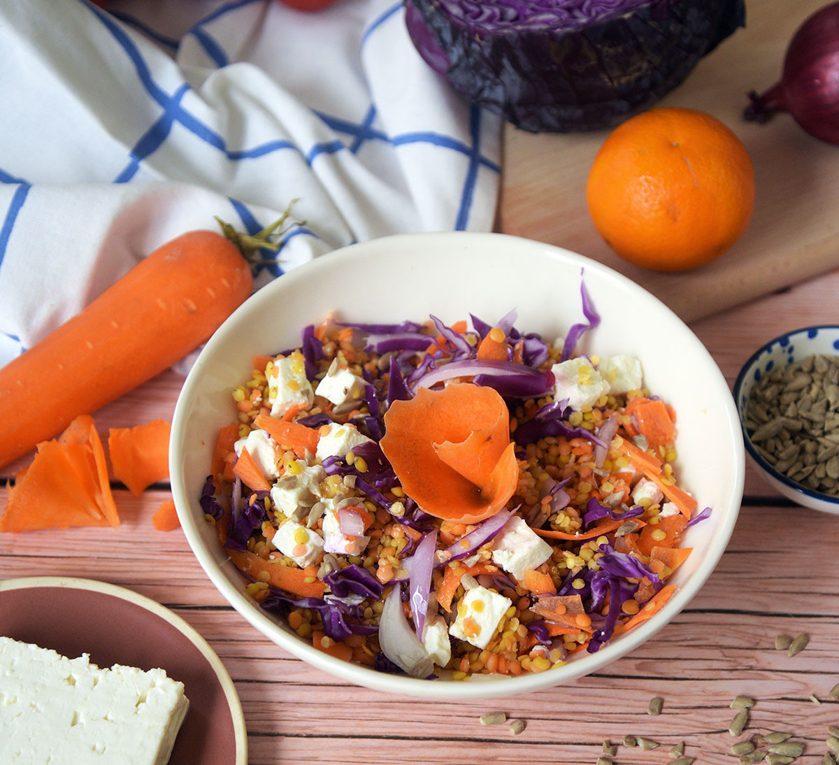 salade lentilles corail et jaunes bio et équitables de Gascogne