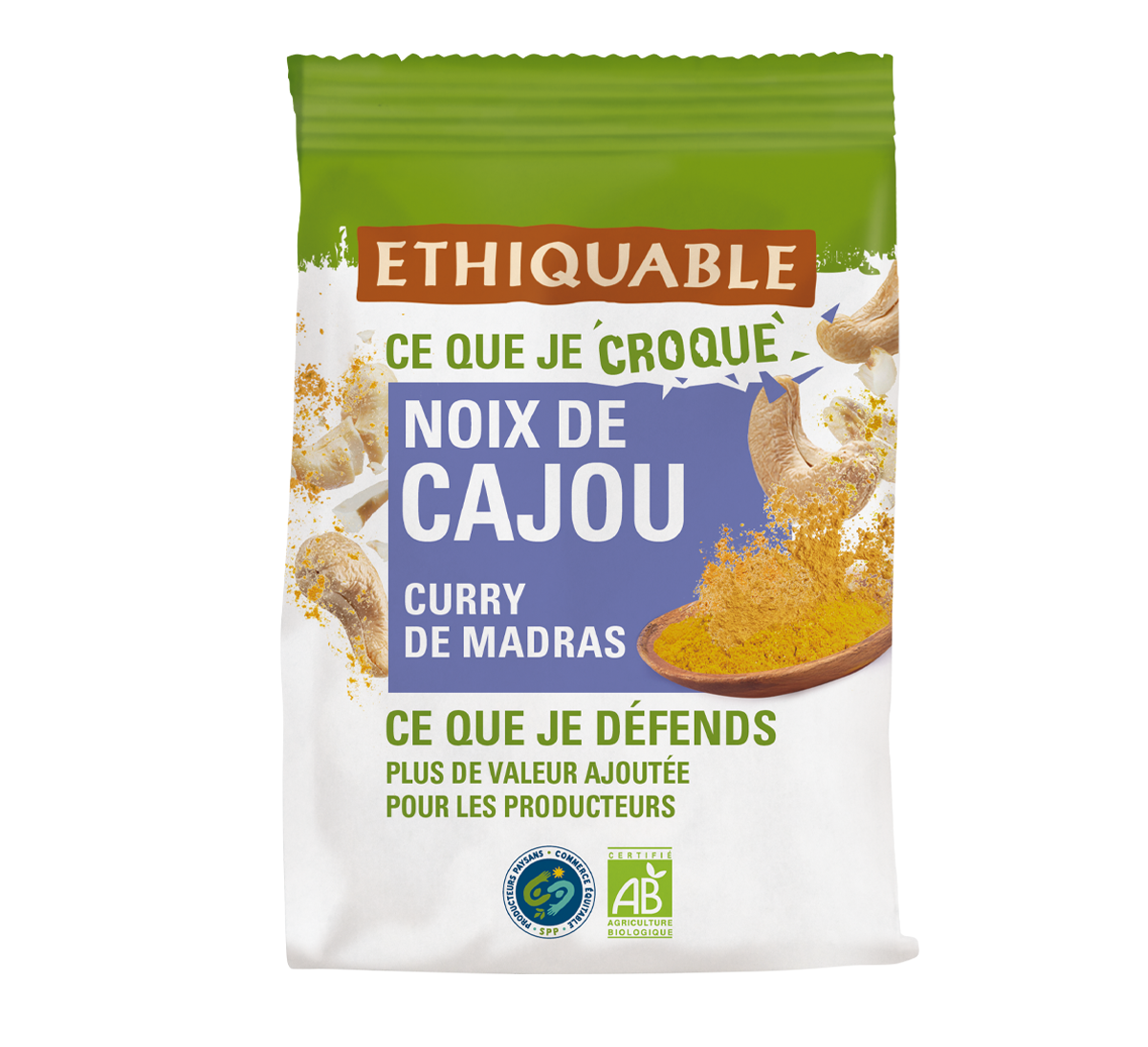 Noix de cajou apéro au curry de Madras issues du commerce équitable