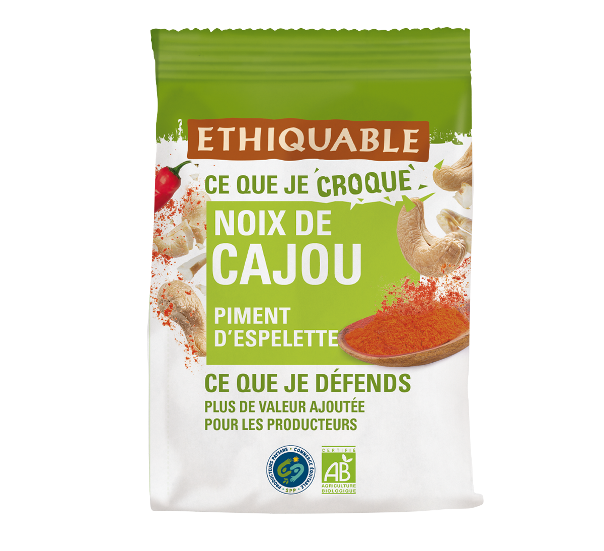 Noix de cajou bio apéro au piment d'Espelette issues du commerce équitable
