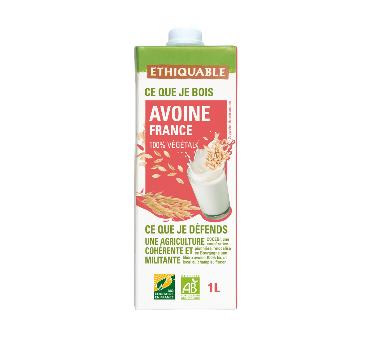 Lait végétal bio à l'avoine issu du commerce équitable en Bourgogne