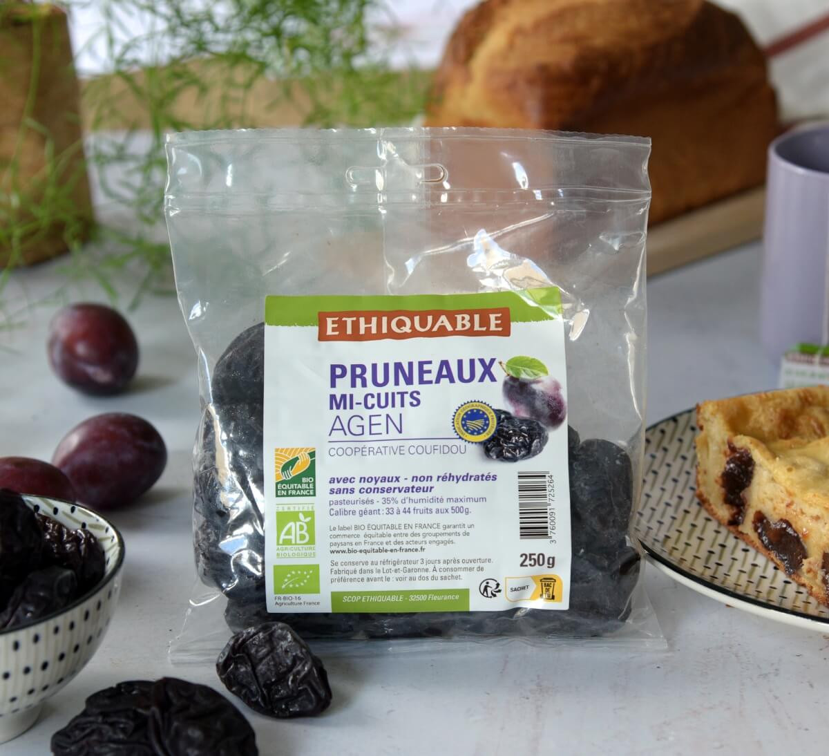 Sachet de pruneaux d'Agen mi-cuits bio IGP équitables