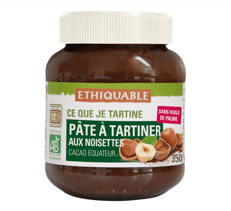 Pâte à tartiner bio aux noisettes issue du Commerce Equitable