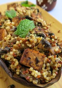 Aubergine à l’asiatique quinoa et tofu mariné