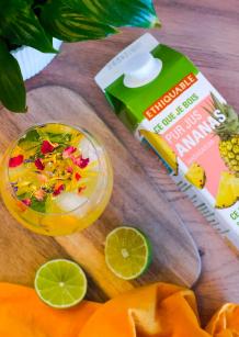 mocktail ananas, tonic gingembre, menthe et fleurs séchées