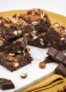 Brownies chocolat et croûte d'amandes, équitable et bio